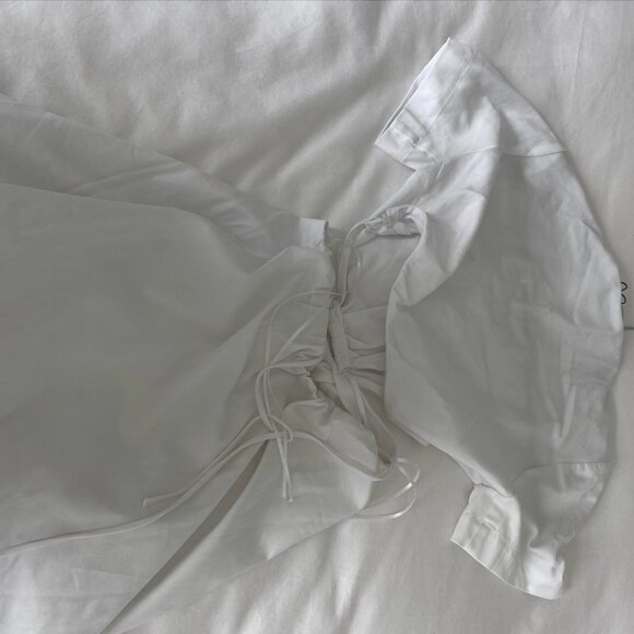 NWT Zara White Cutout Poplin Dress SZ Medium - Picture 6 of 6